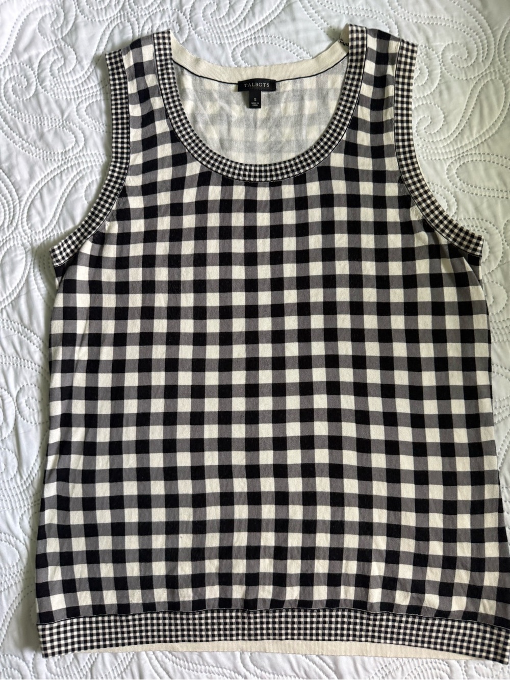 Talbots Black and White Gingham Tank Top